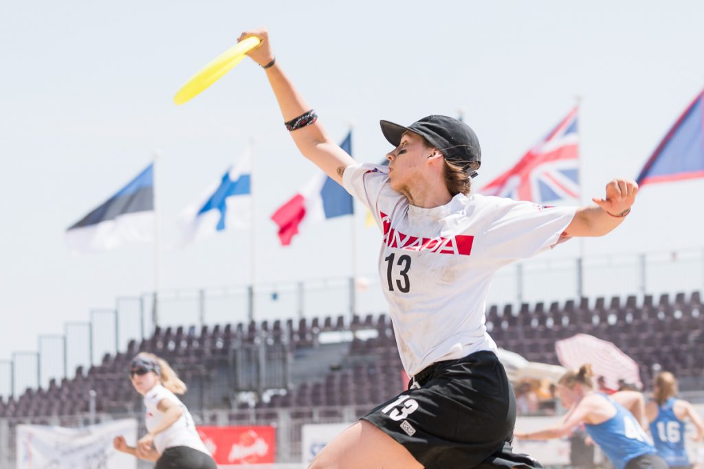Anouchka Beaudry makes a catch for Canada. Photo by Tino Tran.